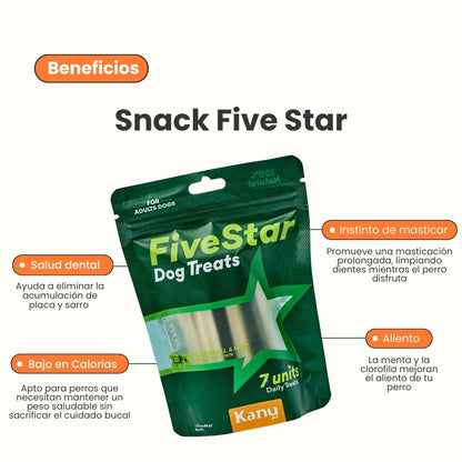 Snack para la placa y el sarro Kanu Pet Dental Five Star para Perros x 7 Unds