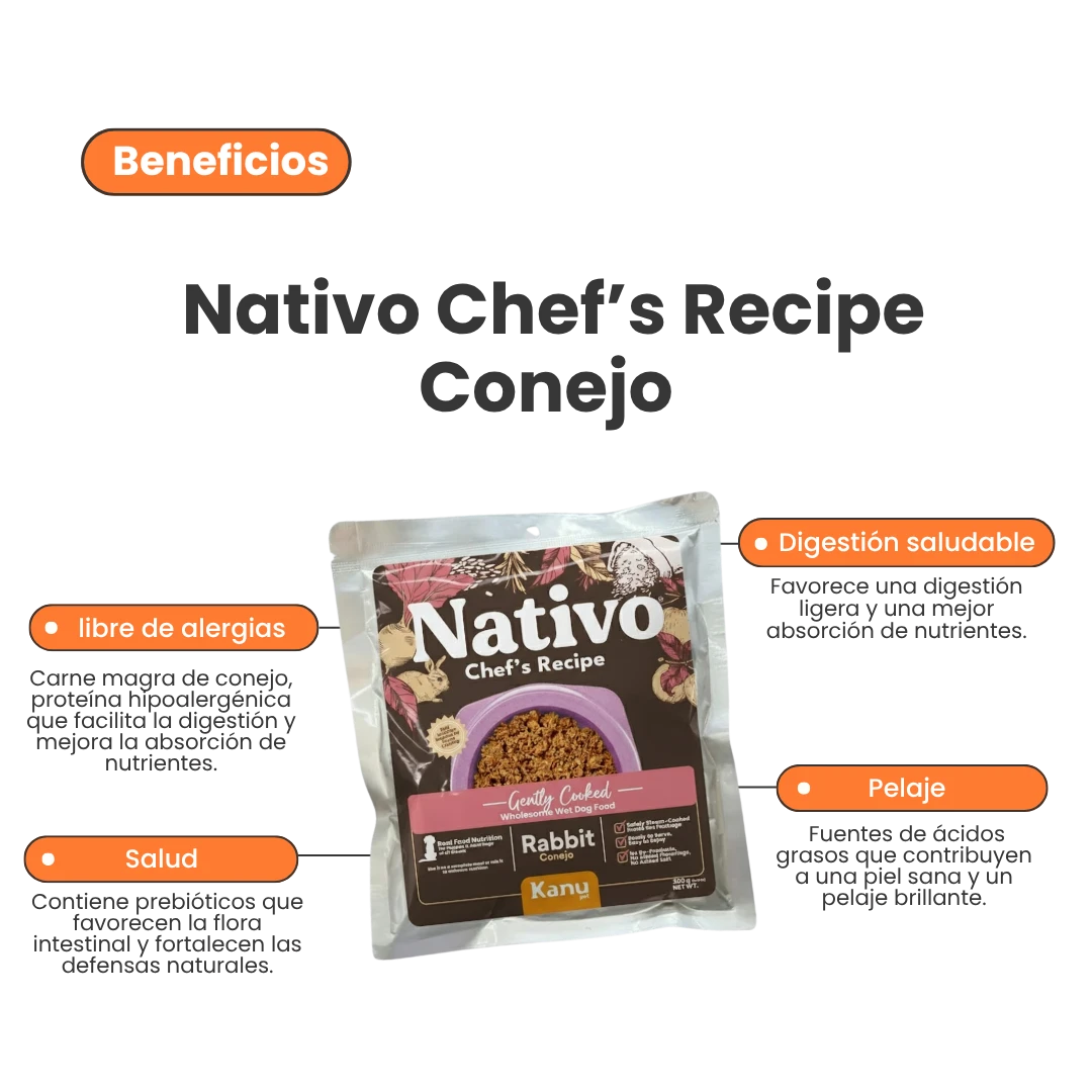 Alimento Húmedo Nativo Chef’s Recipe Conejo Kanu Pet para Perros