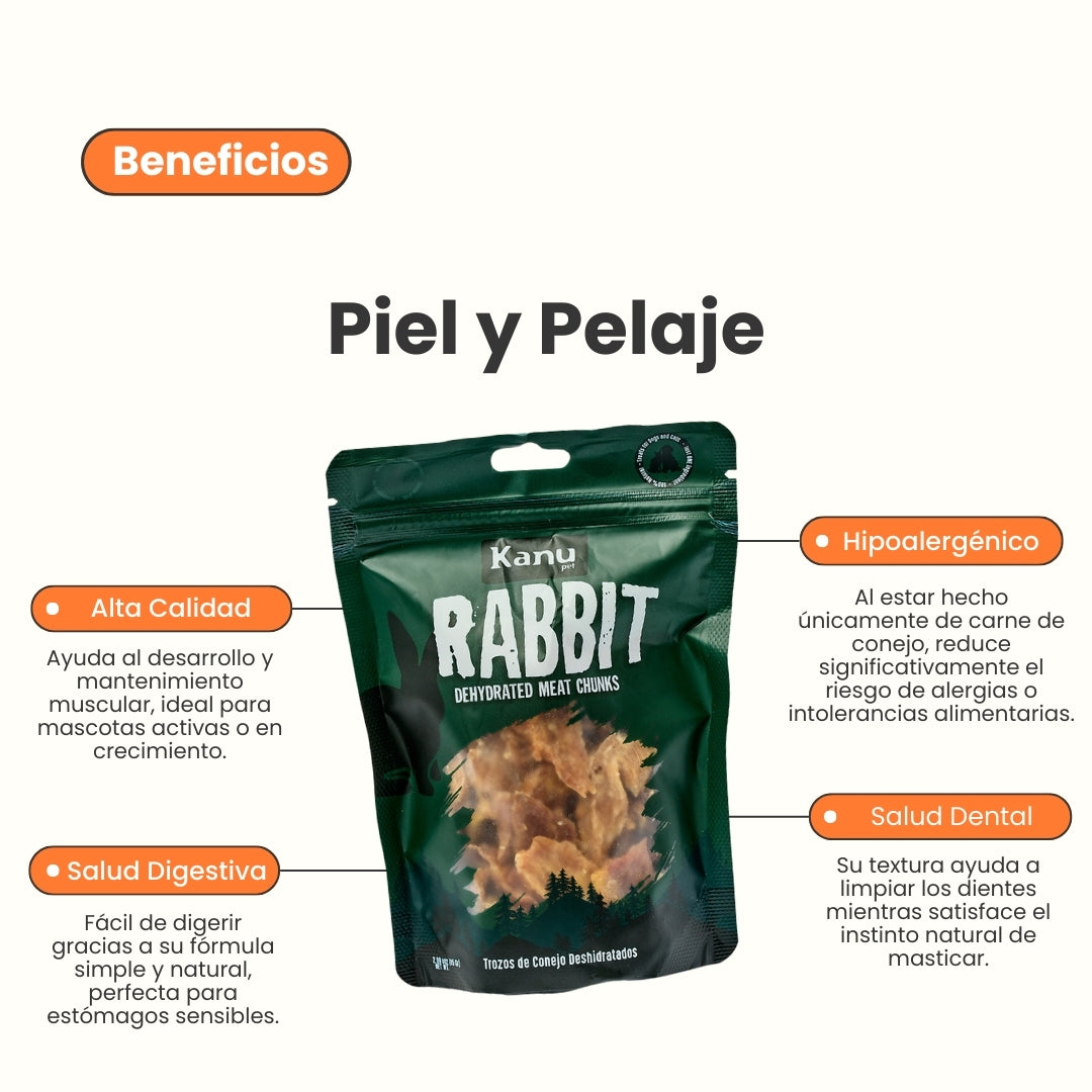 Snack de Trozos de Conejo Deshidratados Kanu Pet para perros y gatos 100% Natural , Un solo ingrediente