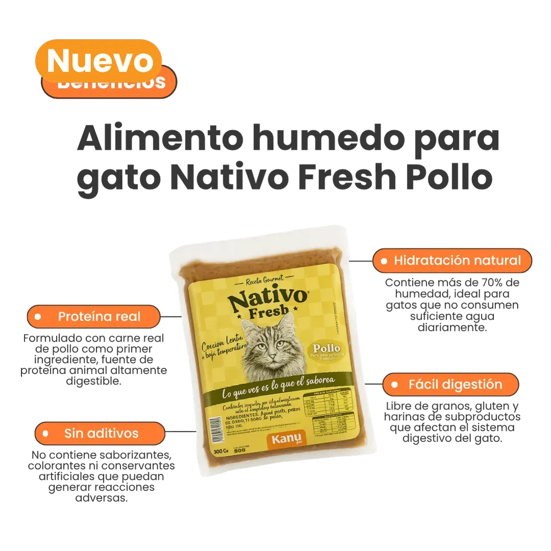 Alimento Congelado Nativo Fresh Pollo Kanu Pet para Gato Adulto y Cachorro