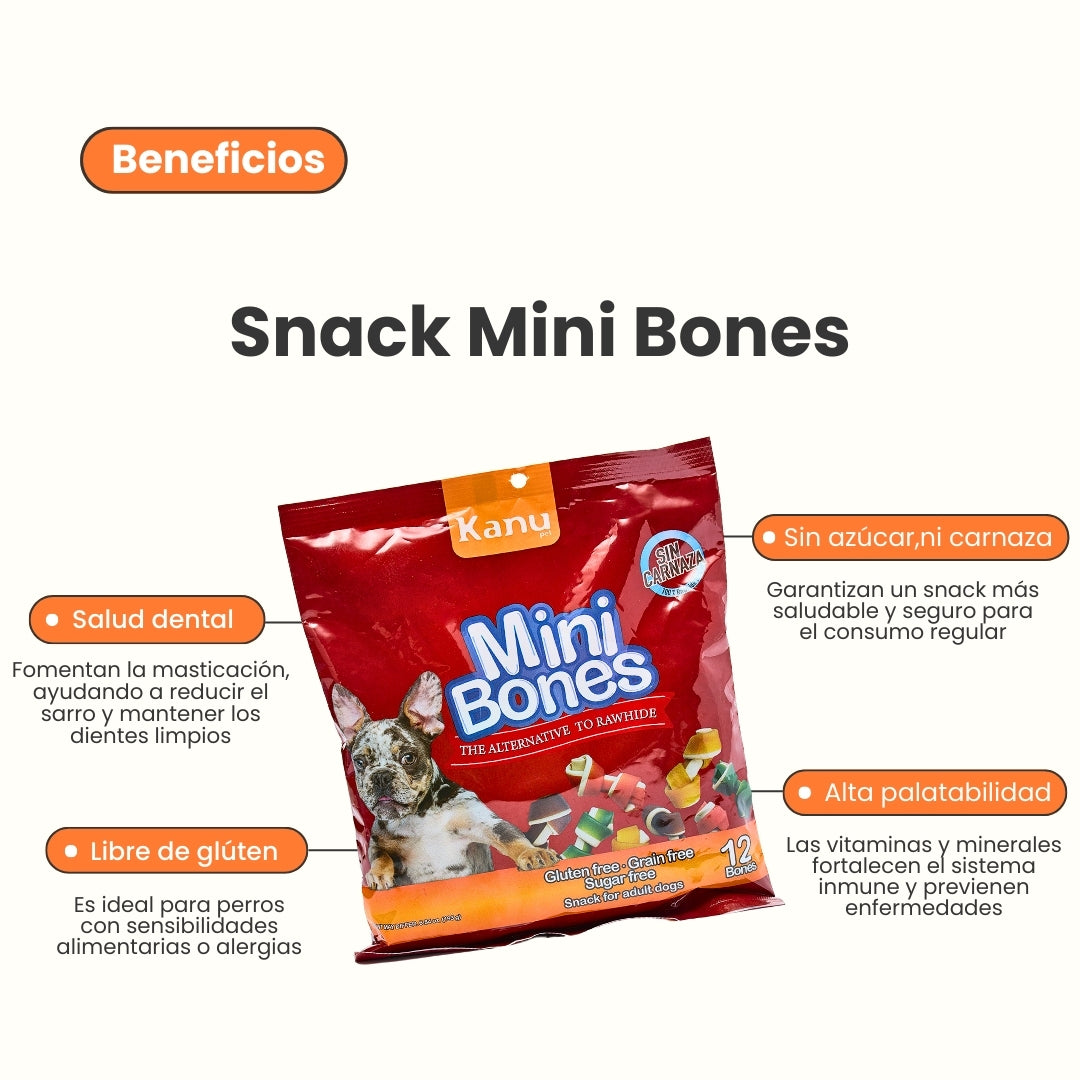 Snack Mini Huesos con Sabores surtidos Kanu Pet Mini Bones Pet para Perros x 12 Unds