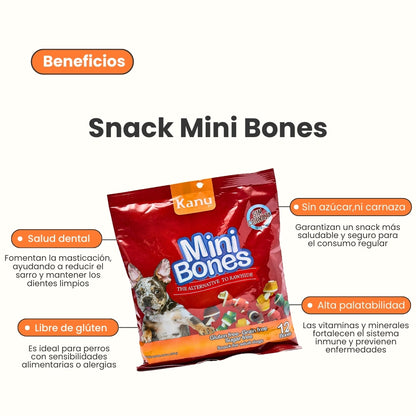 Snack Mini Huesos con Sabores surtidos Kanu Pet Mini Bones Pet para Perros x 12 Unds