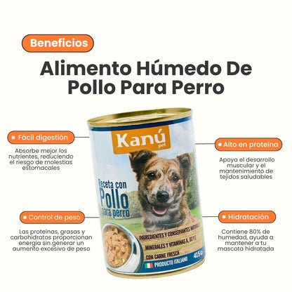 Alimento Húmedo de Pollo para Perro  Kanu Receta Con Pollo