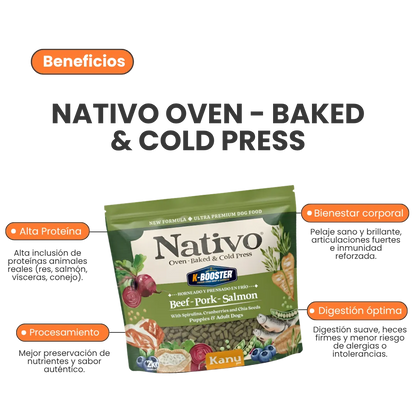 Alimento Seco Nativo Oven-Baked Carne / Cerdo / Salmón Kanu Pet para Perros Cachorros y Adultos