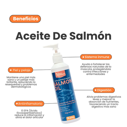 Suplemento Aceite de Salmón  Kanu Pet para perro y gato. Omega 3 y 6