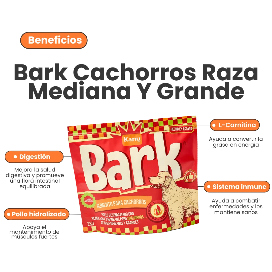Alimento Seco Bark Pollo Kanu Pet para Perro Cachorros razas medianas y grandes