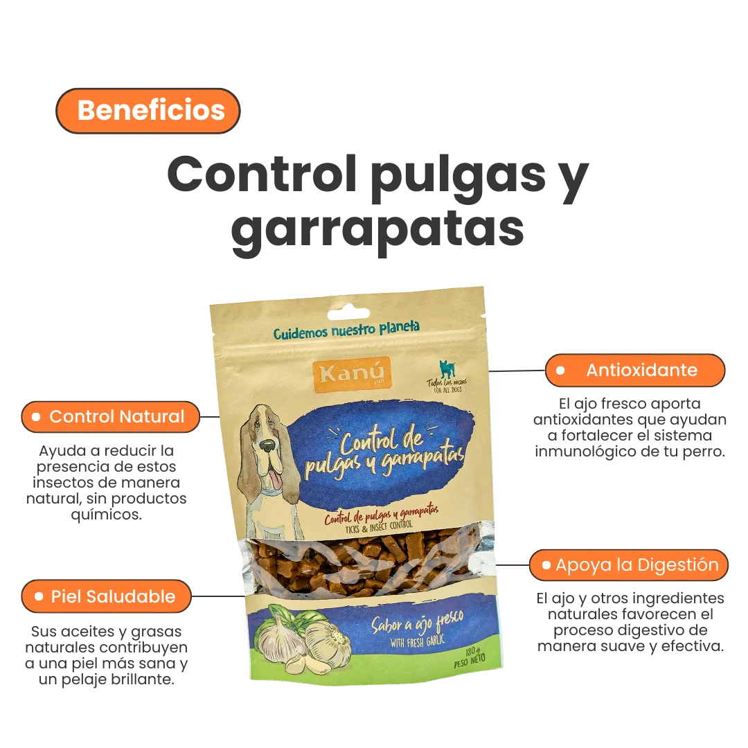 Galletas Blandas con Ajo Kanu Control Pulgas y Garrapatas Kanu Pet para Perro. 100% Naturales