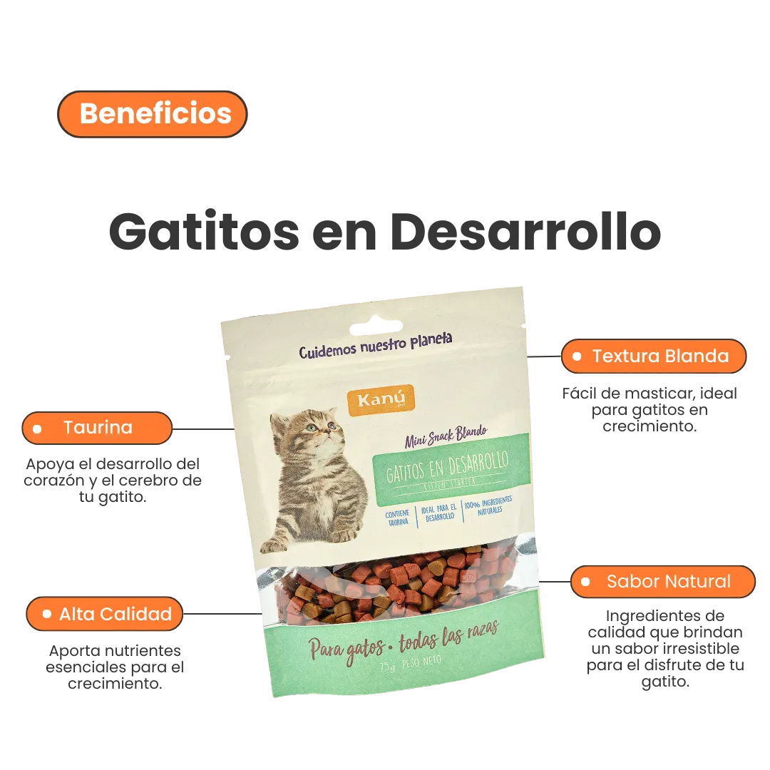 Galletas Blandas Kanu Pet Gatitos en Desarrollo y Apoyo al Crecimiento Muscular