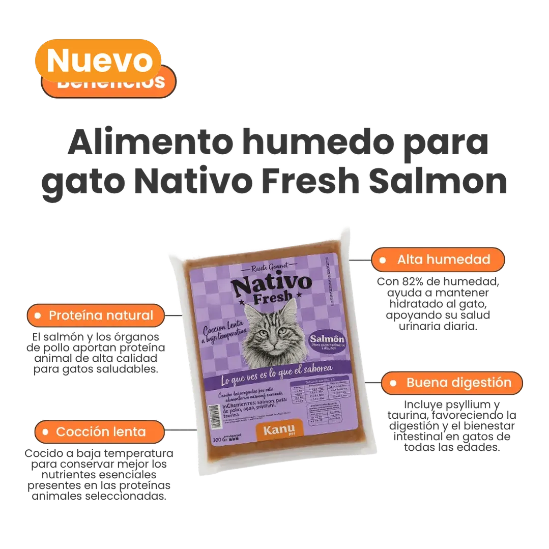 Alimento Congelado Nativo Fresh Salmón Kanu Pet para Gato Adulto y Cachorro
