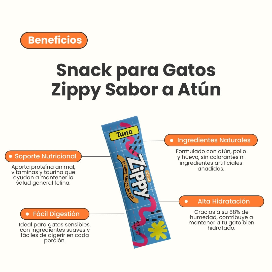 Snack Cremoso Zippy Kanu Pet para Gatos sabor Atún