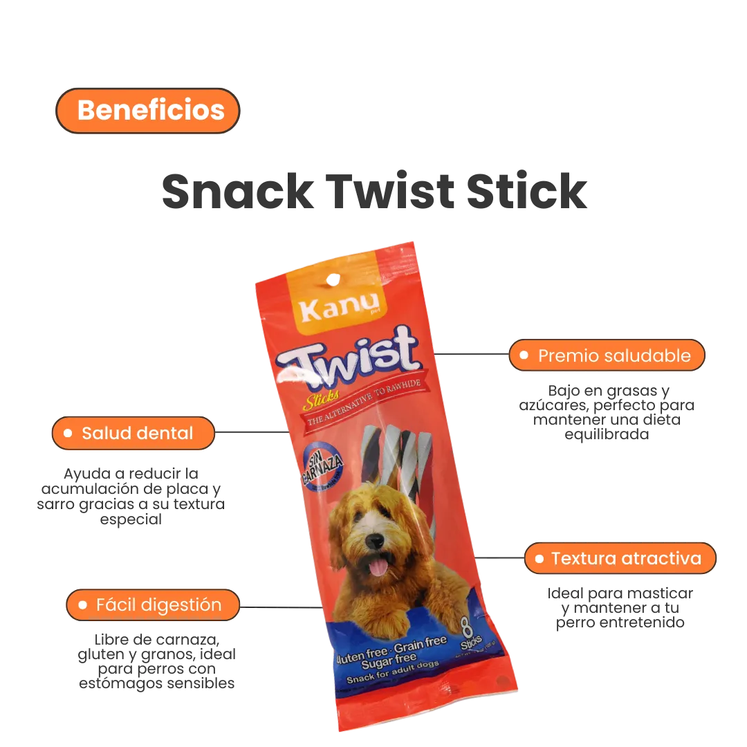 Snack Twist Stick para la placa y el sarro Kanu Pet  Sabores surtidos para Perro