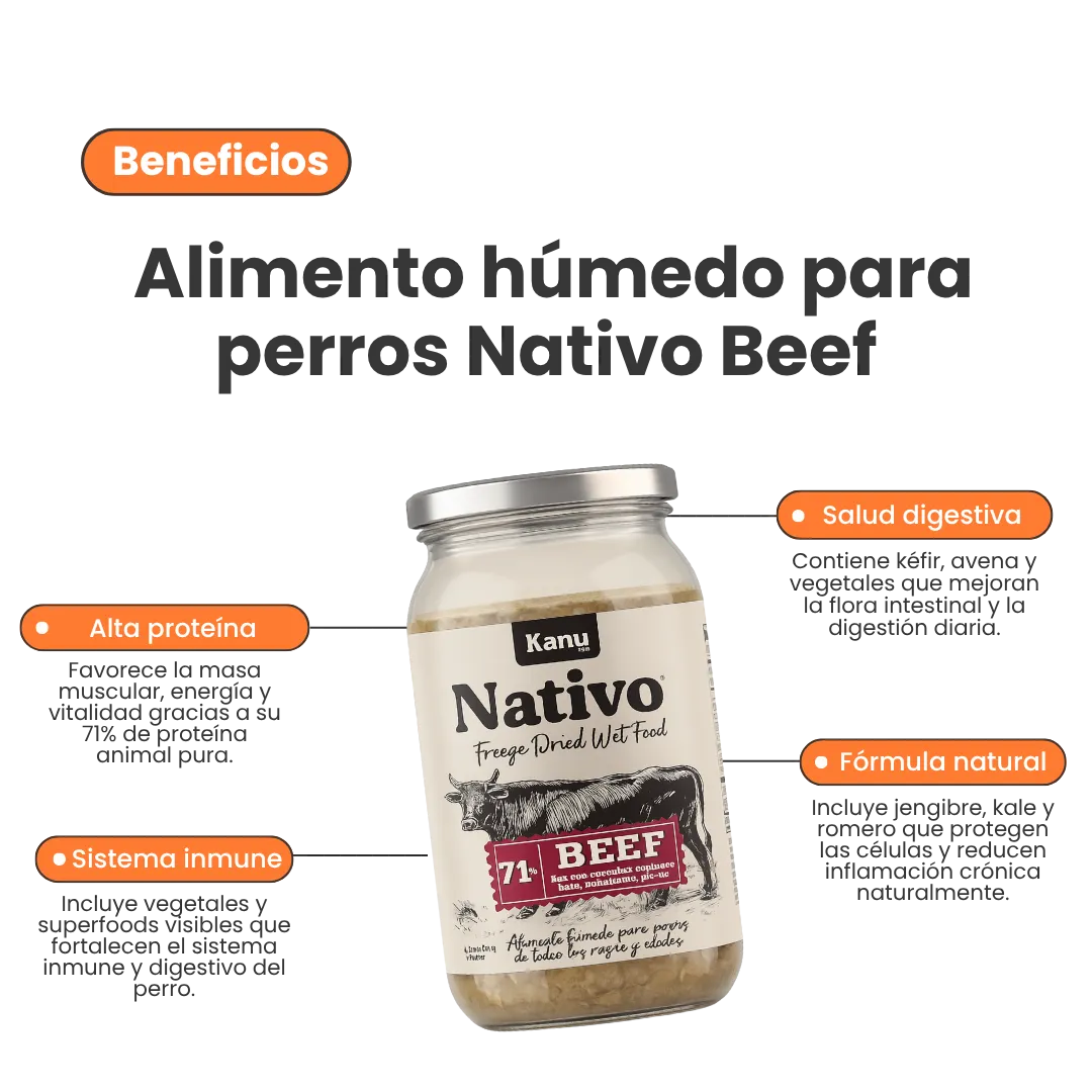Alimento Húmedo Liofilizado Nativo Beef de Res Kanu Pet para Perro