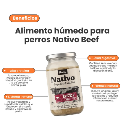 Alimento Húmedo Liofilizado Nativo Beef de Res Kanu Pet para Perro