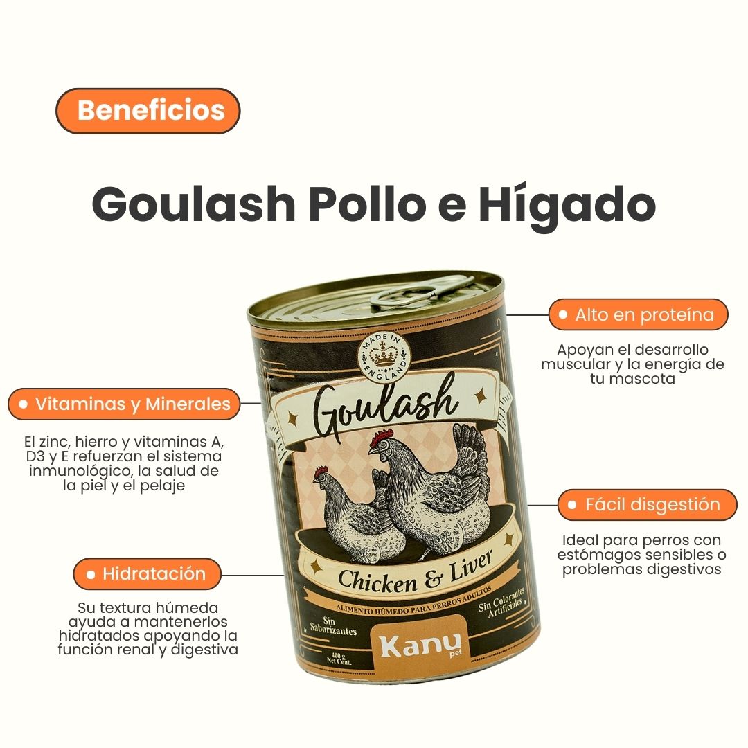 Alimento Húmedo Goulash Pollo Hígado Kanu Pet para perro adulto x 400 g