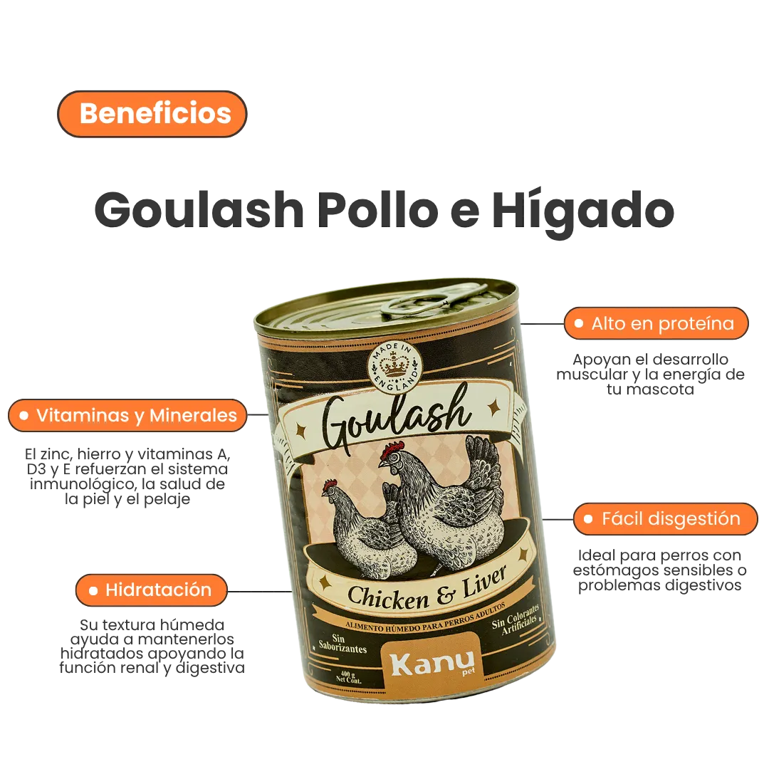 Alimento Húmedo Goulash Pollo y Salmón Kanu Pet para perro adulto Lata