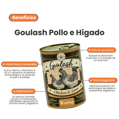 Alimento Húmedo Goulash Pollo y Salmón Kanu Pet para perro adulto Lata