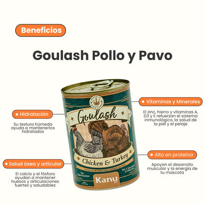 Alimento Húmedo Goulash Pollo y Pavo Kanu Pet para perro adulto x 400 g