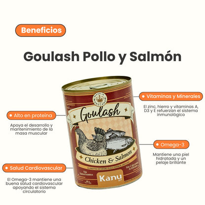 Alimento Húmedo Goulash Pollo y Salmón Kanu Pet para perro adulto x 400 g