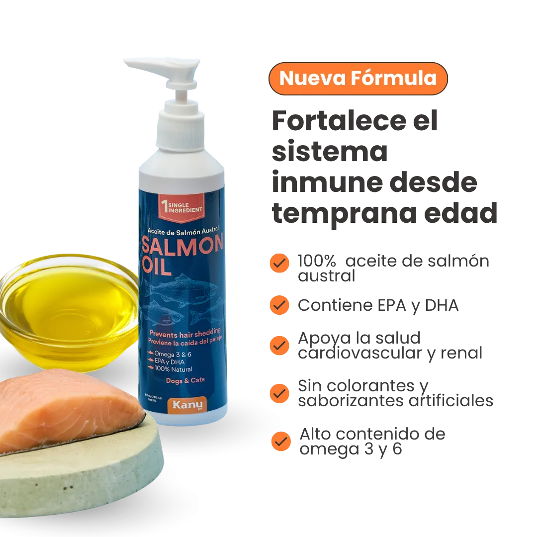 Suplemento Aceite de Salmón  Kanu Pet para perro y gato. Omega 3 y 6