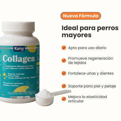 Suplemento Flex Collagen en Polvo con Colágeno y Ácido Hialurónico Kanu Vet para Perros