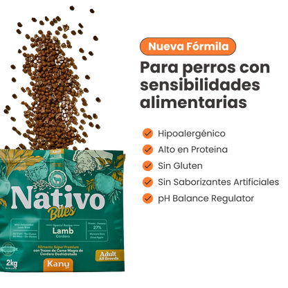 Alimento Seco Nativo Bites Cordero Kanu Pet para Perro Adulto