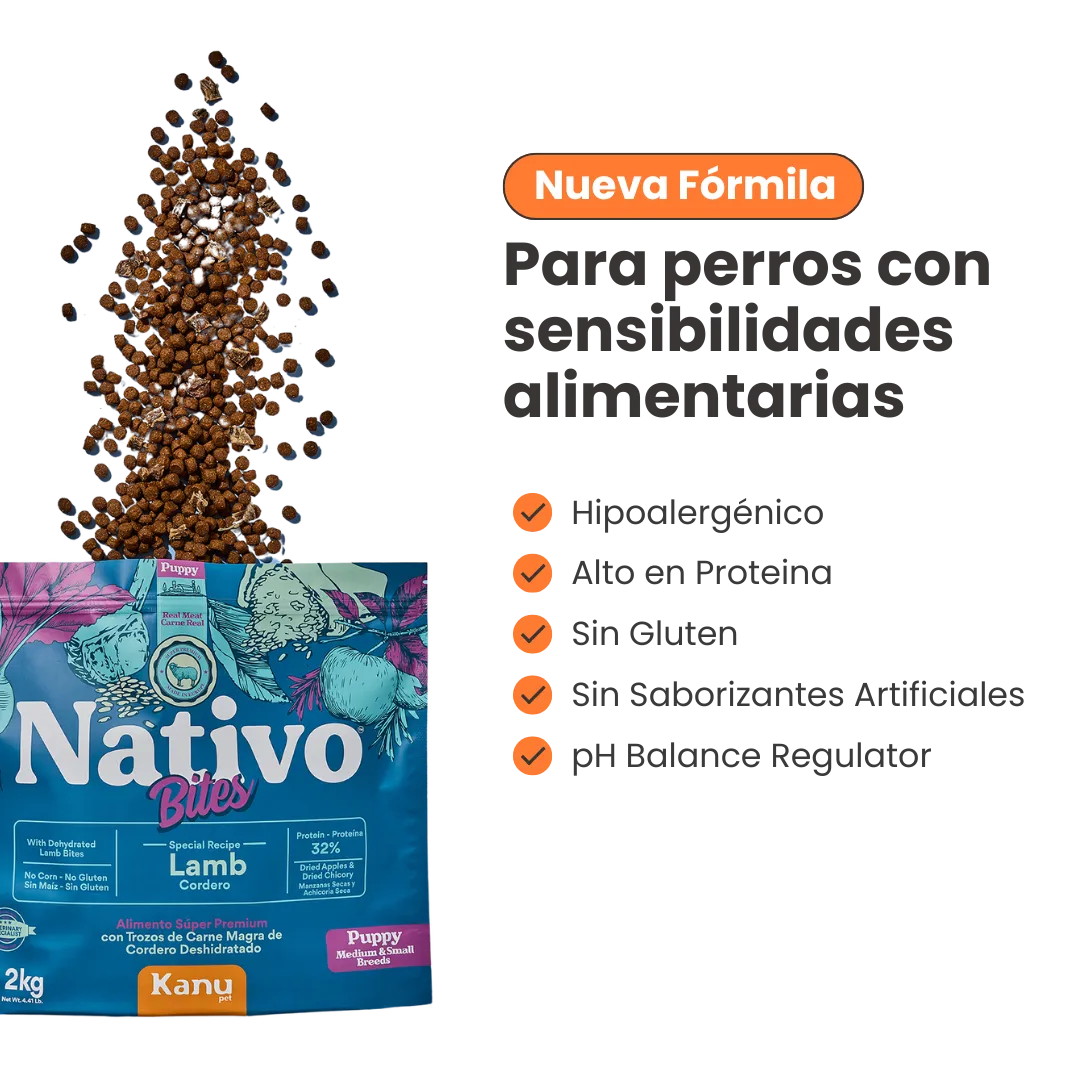 Alimento Seco Nativo Bites Cordero Kanu Pet para Perro Cachorros