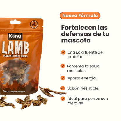 Snack de Trozos de Cordero Deshidratados Kanu Pet para perros y gatos 100% Natural , Un solo ingrediente