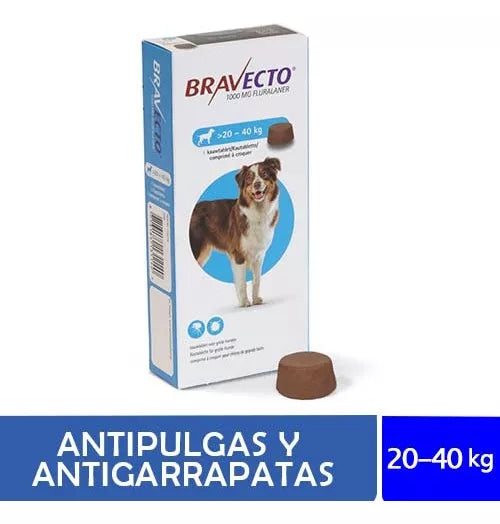 Antipulgas Bravecto 20 a 40 kg para perro