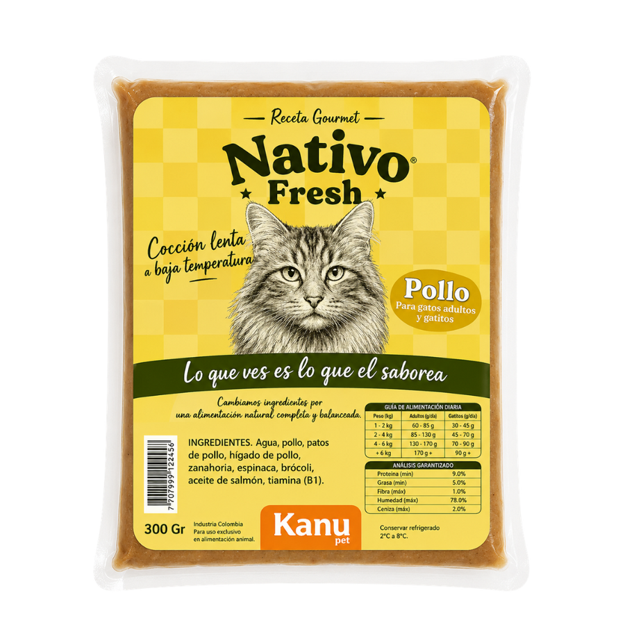 Alimento Congelado Nativo Fresh Pollo Kanu Pet para Gato Adulto y Cachorro