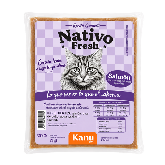 Alimento Congelado Nativo Fresh Salmón Kanu Pet para Gato Adulto y Cachorro