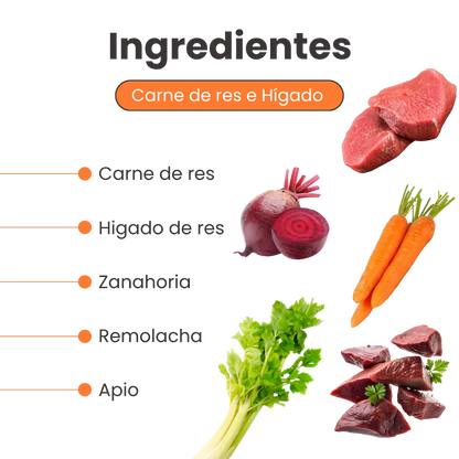 Alimento Congelado Nativo Fresh sabor a Carne de Res Hígado y Remolacha Kanu Pet para Perros 100% Comida Real