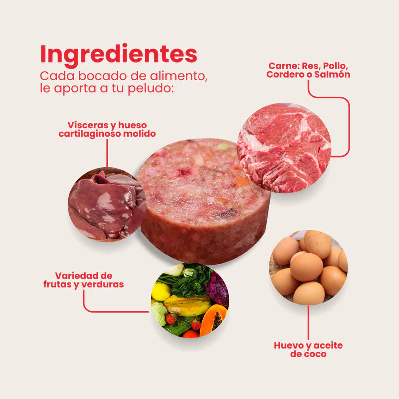Alimento Congelado Natubarra Carne Natupet para Perros