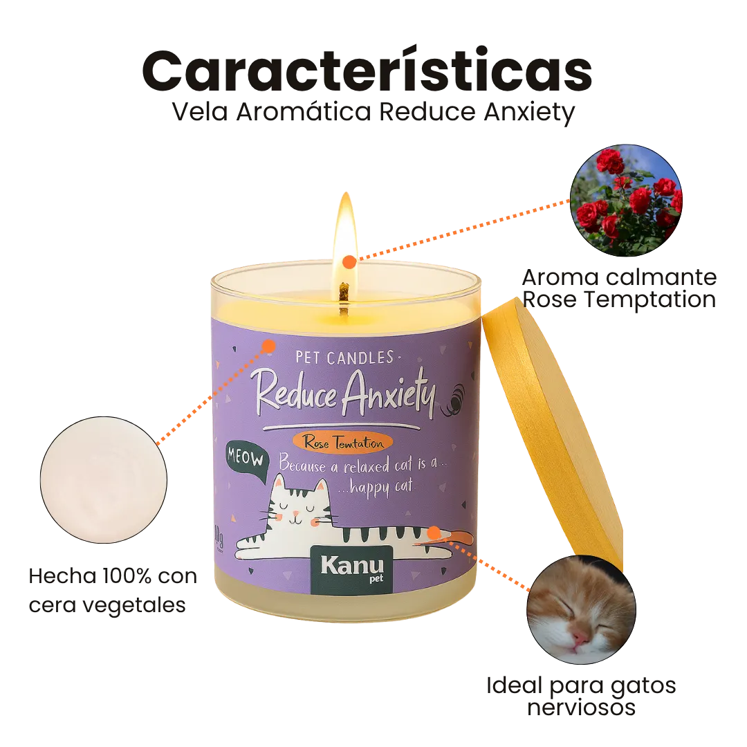 Vela Reduce Anxiety Kanu Pet para Gatos aroma Rose Temptation