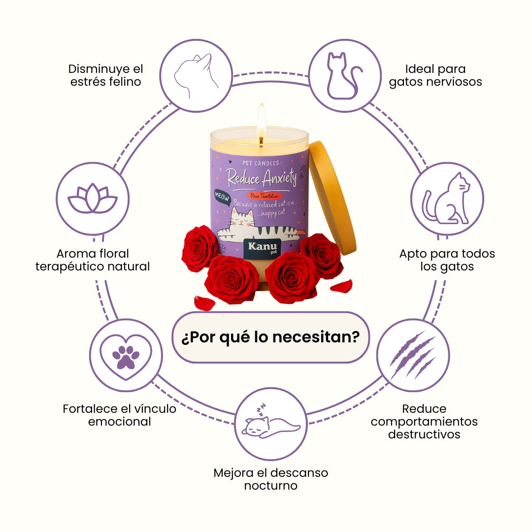 Vela Reduce Anxiety Kanu Pet para Gatos aroma Rose Temptation