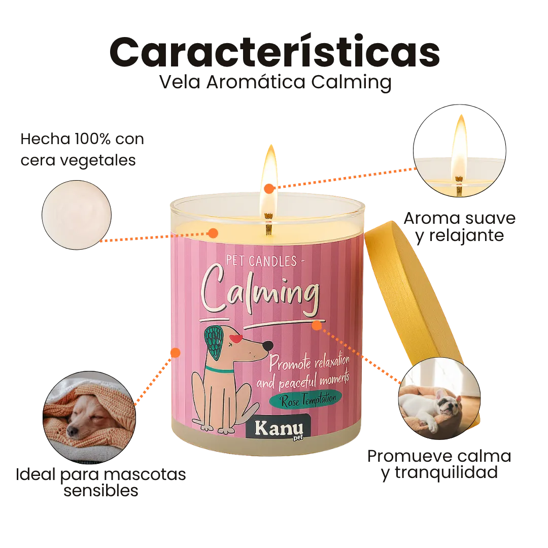 Vela Calming Kanu Pet para Perros aroma Rose Tentation