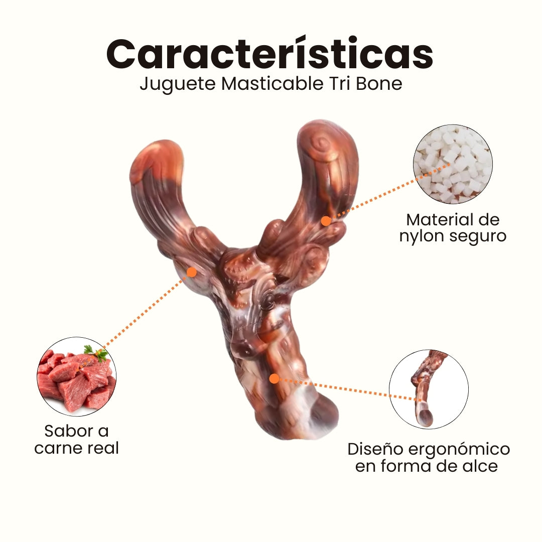 Juguete Masticable Tri Bone Sabor Carne Kanu Pet para Perro