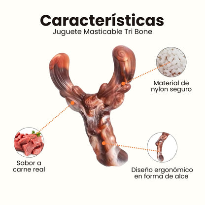 Juguete Masticable Tri Bone Sabor Carne Kanu Pet para Perro