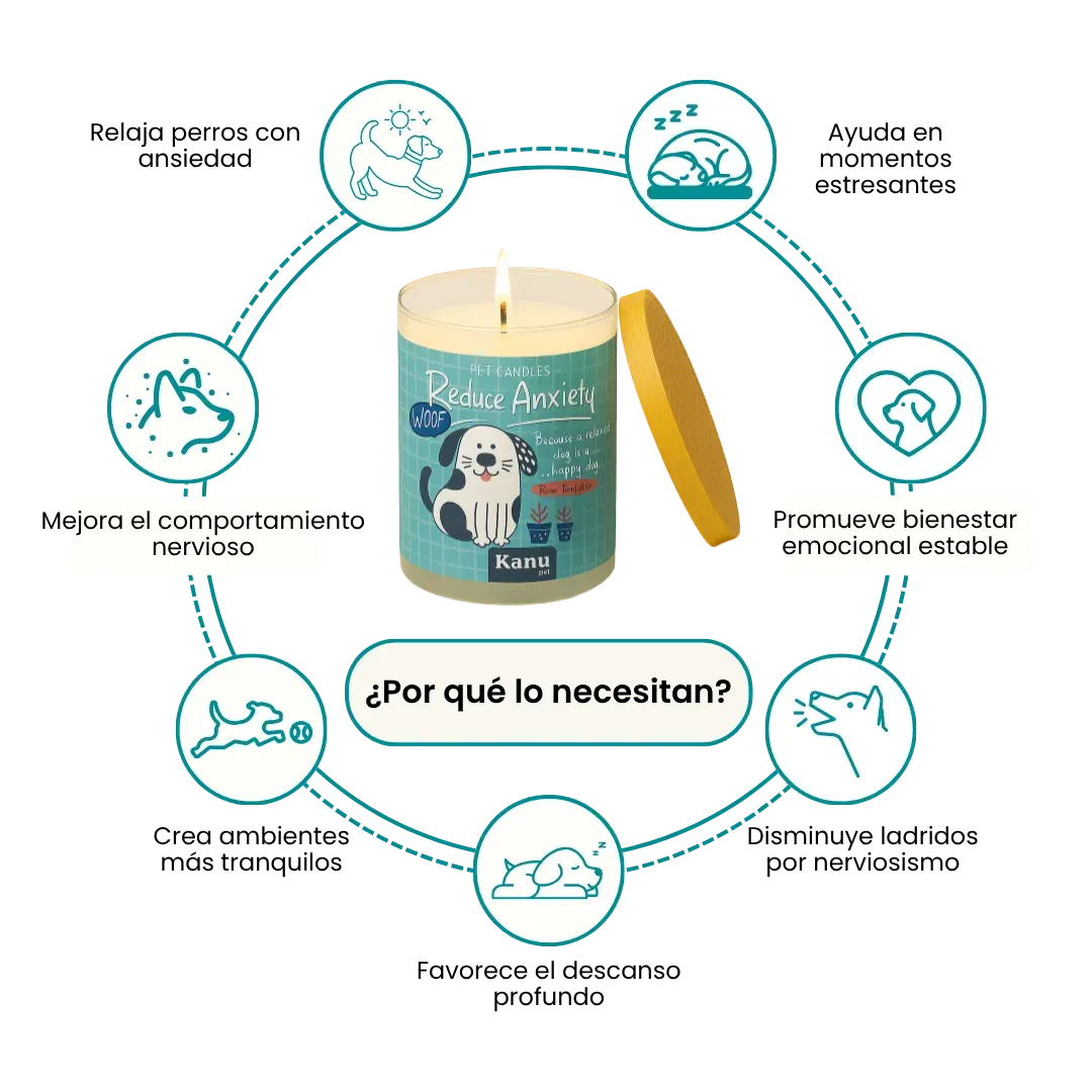 Vela Reduce Anxiety Kanu Pet para Perros aroma Rose Temptation