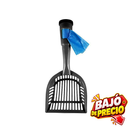 Pala con Dispensador para Arenero de Gato Kanu Pet Negra