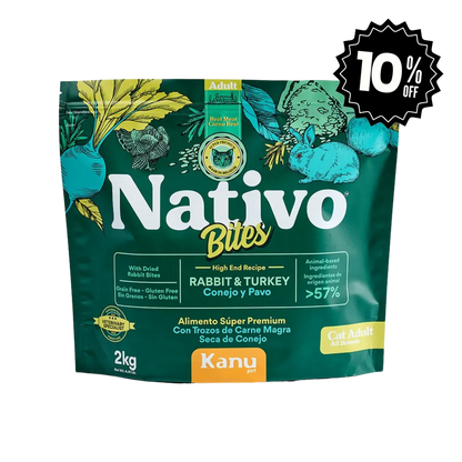 Alimento Seco Nativo Bites Conejo y Pavo Kanu Pet para Gato Adulto