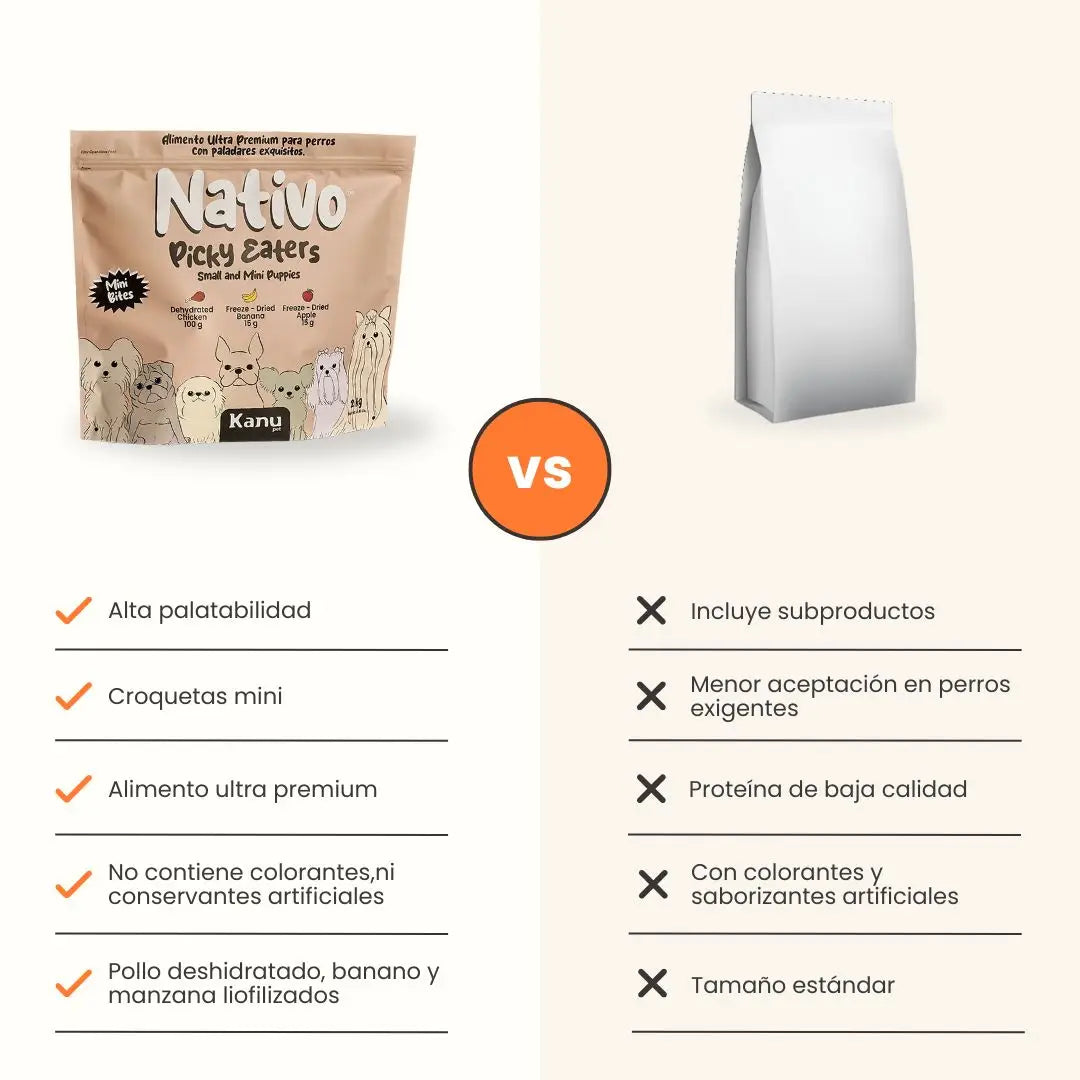 Alimento picky eaters perro cachorro toda raza versus otras marcas