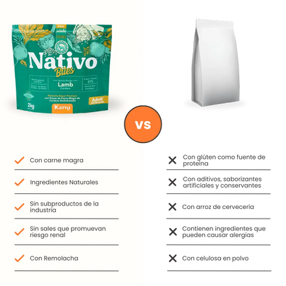 Alimento Seco Nativo Bites Cordero Kanu Pet para Perro Adulto