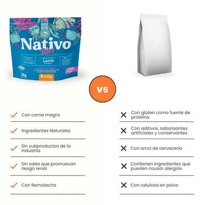 Alimento Seco Nativo Bites Cordero Kanu Pet para Perro Cachorros