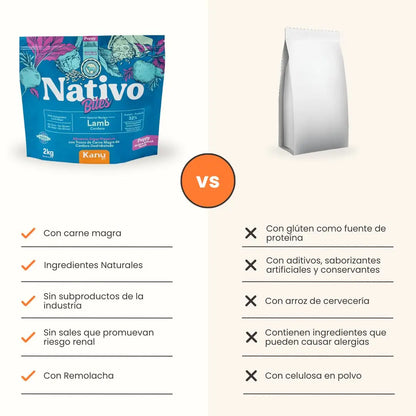 Alimento Seco Nativo Bites Cordero Kanu Pet para Perro Cachorros