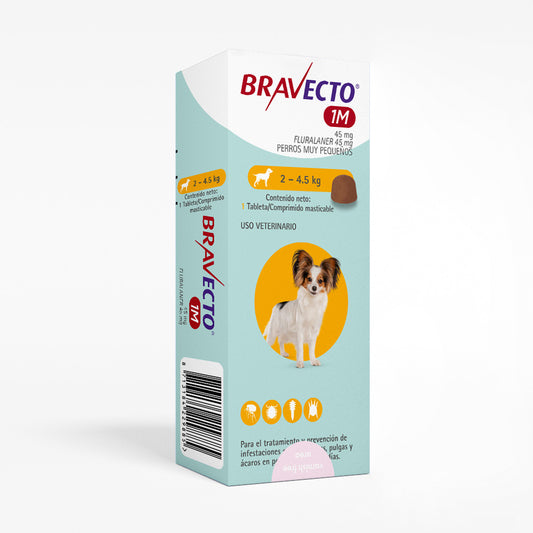 Antipulgas Bravecto 1 Mes 2 a 4.5 KG Para Perro