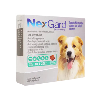 Antipulgas Nexgard para Perros de 10.1 a 25 Kg Sabor a Carne