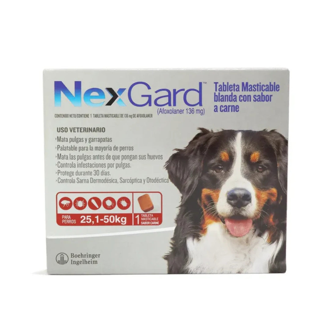 Antipulgas Nexgard para Perros de  25 a 50 Kg Sabor a Carne