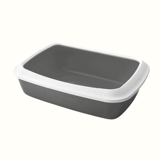 Iriz Arenero Con Aros Pequeño 42X31X12.5Cm Blanco Con Gris Para Gato