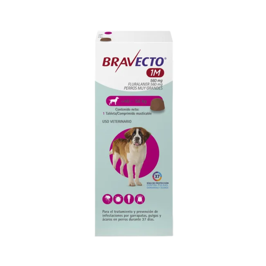 Antipulgas Bravecto 1 Mes Comprimido 40-56 kg para Perros