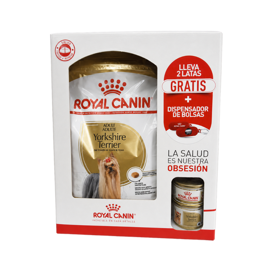 Alimento Seco Royal Canin Mix Yorkshire Adulto + 2Latas  + Poop Bag Especial Pack